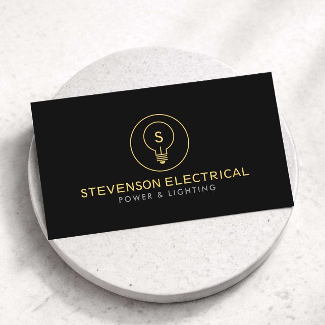 Minimal Electrician Company Logo Black Visitkort (Skapare uppladdad)