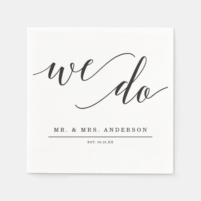 Minimal Elegance Bröllop Cocktail Napkin Pappersservett (Framsidan)