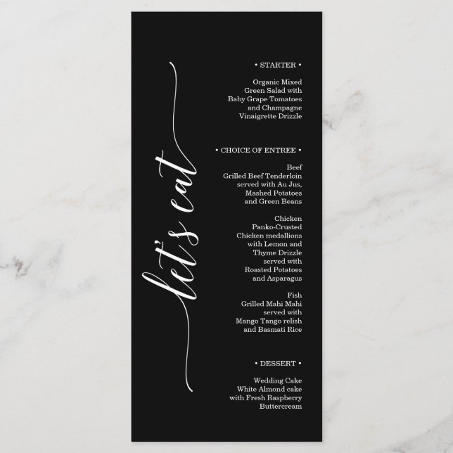 Minimal Elegance Bröllop Möhippa Menu Meny (Framsida)