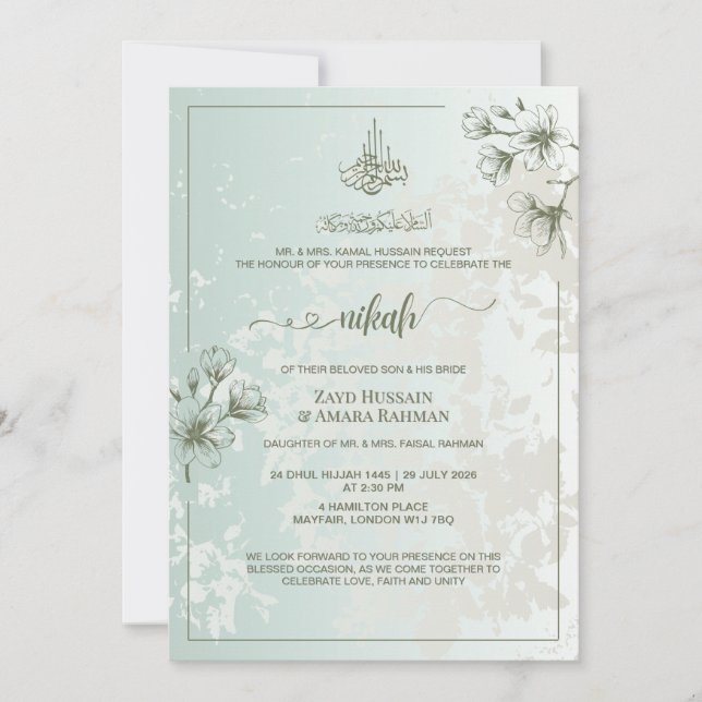 Minimal Elegans Nikah-inbjudan | Tundra Silver Inbjudningar (Framsida)