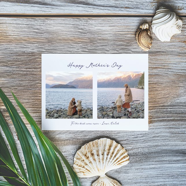 Minimal Elegant 2 Foto Mors dag Hälsning Kort (Skapare uppladdad)