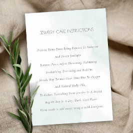 Minimal Elegant Aqua Blue Watercolor Jewelry Care Visitkort