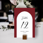 Minimal Elegant Arch Bröllop | Rött Bordsnummer<br><div class="desc">Den här snyggten,  de enkla bröllop-bordsnumren-korten,  har en skiftform i vitt över en bakgrund i anpassningsbar färg (visas i rött). De samordnar perfekt med våra Blommigtar för Vintage av Elegant Winter. Enkel att anpassa för din bröllop eller andra speciella tilldragelser.</div>