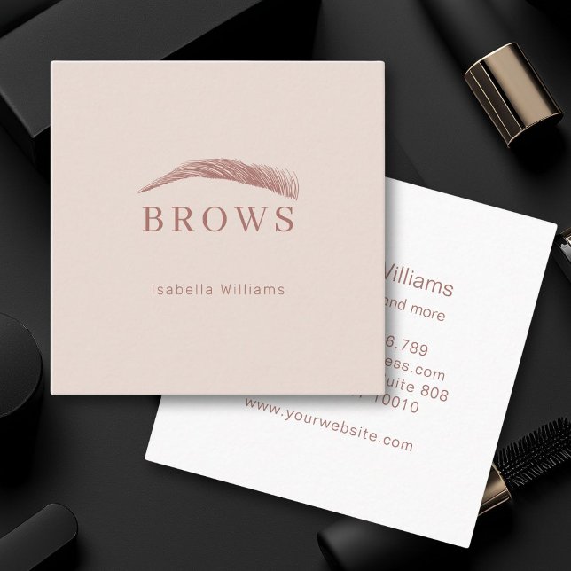 Minimal elegant Augenbrauen Visitenkarte Fyrkantigt Visitkort (Minimal Elegant Eyebrow Salon Business card)