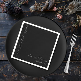 Minimal Elegant Black Bröllop Napkin Pappersservett