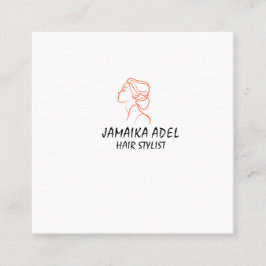 Minimal Elegant Black White Bobby Hair Stylish Fyrkantigt Visitkort