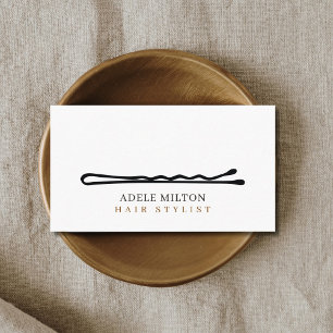 Minimal Elegant Black White Bobby Pin Hair Visitkort
