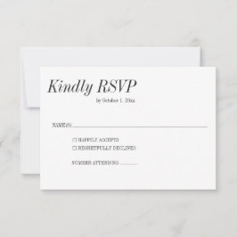 Minimal Elegant Black White Serif Classic Wedding OSA Kort