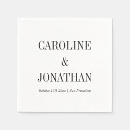 Minimal Elegant Black White Serif Wedding Names Pappersservett