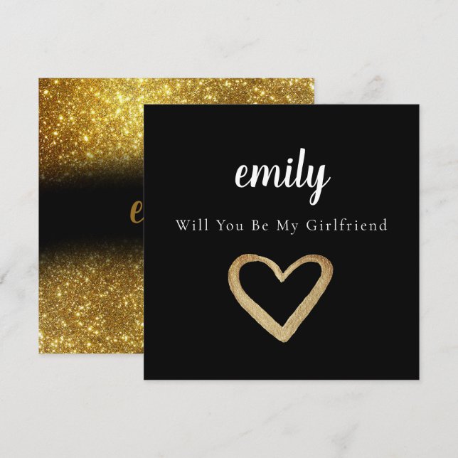 Minimal elegant blir mitt flickvänskort tack kort (Fram/baksida)