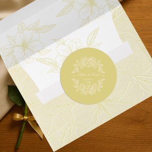 Minimal Elegant Blommigt Bröllop Runt Klistermärke