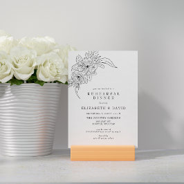 Minimal Elegant Blommigt Sketch-repetitionsmiddag Inbjudningar