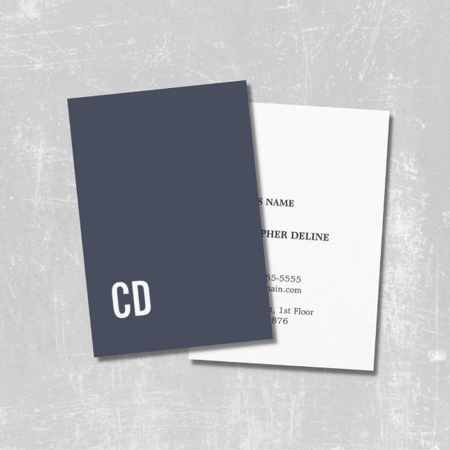 Minimal Elegant Blue White Monogram Consultant Visitkort (Skapare uppladdad)