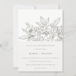Minimal Elegant Brun Blommigt Sketch Vow Renewal Inbjudningar