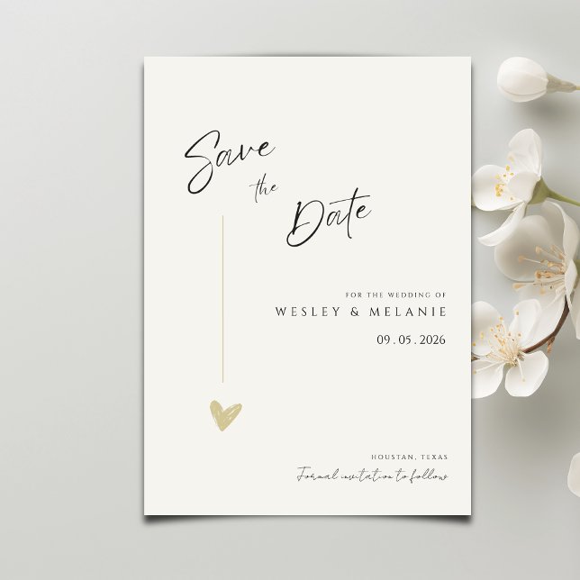 Minimal Elegant Calligraphy Typo Wedding  Spara Datumet (Minimal save the date invitation for a wedding announcement date.)