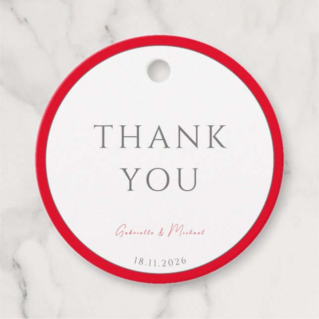 Minimal Elegant Cherry Red Simple Bröllop Gåvor Etiketter (Framsida)
