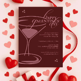 Minimal Elegant Chic Typografi Vinröd Galentines Inbjudningar
