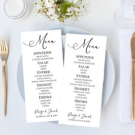 Minimal Elegant Classic Bröllop Food Menu Meny