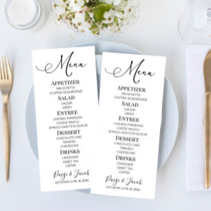 Minimal Elegant Classic Bröllop Food Menu Meny