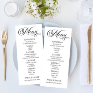 Minimal Elegant Classic Bröllop Food Menu Meny