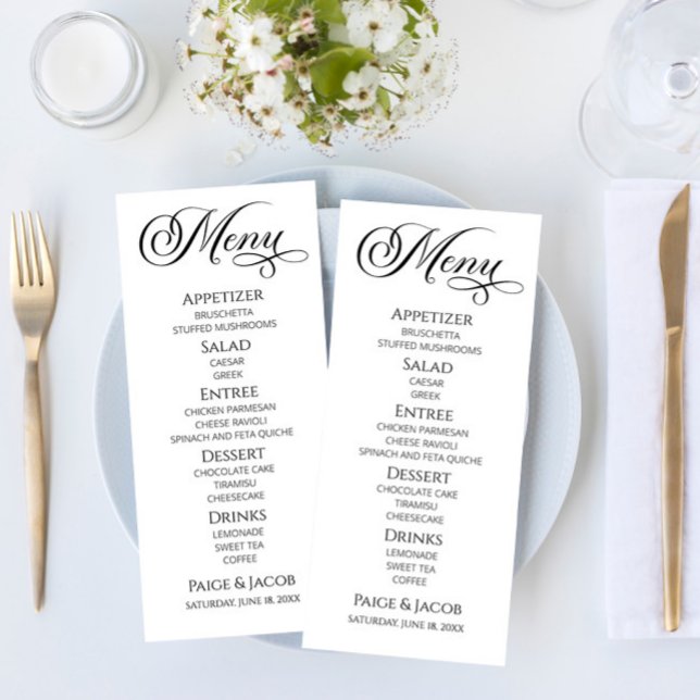 Minimal Elegant Classic Bröllop Food Menu Meny (Skapare uppladdad)