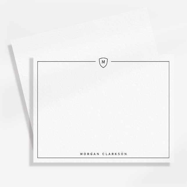 Minimal Elegant Crest Monogram Note Card  Meddelande (Skapare uppladdad)