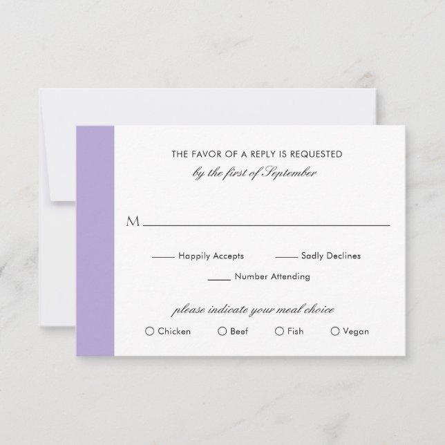 Minimal Elegant Digital Lavender Lila Bröllop OSA Kort (Framsida)