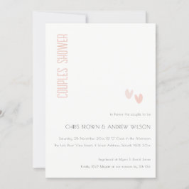 Minimal Elegant Dusky Rosa Hearts Par Shower Inbjudningar