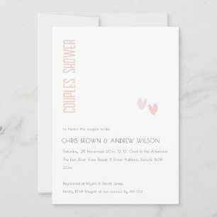 Minimal Elegant Dusky Rosa Hearts Par Shower Inbjudningar