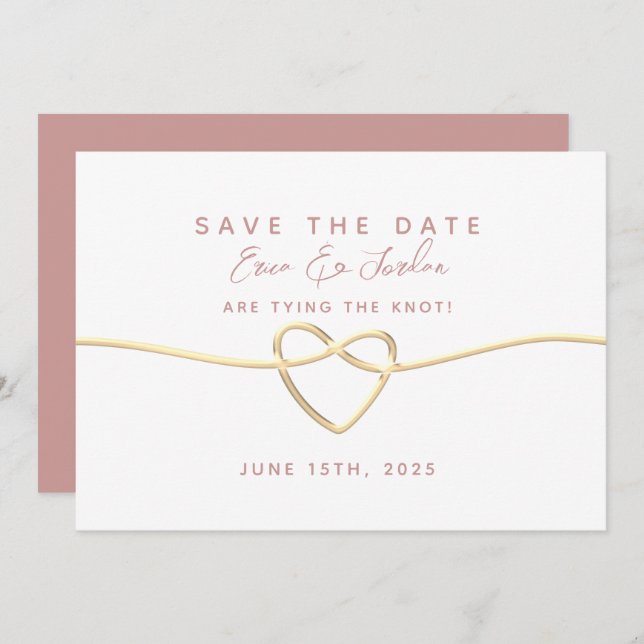 Minimal Elegant Dusty Ro Bröllop Spara Datumet (Fram/baksida)