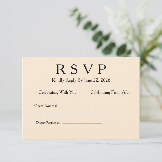 Minimal Elegant Elfenbensvit RSVP-kort OSA Kort (Stående Fram)