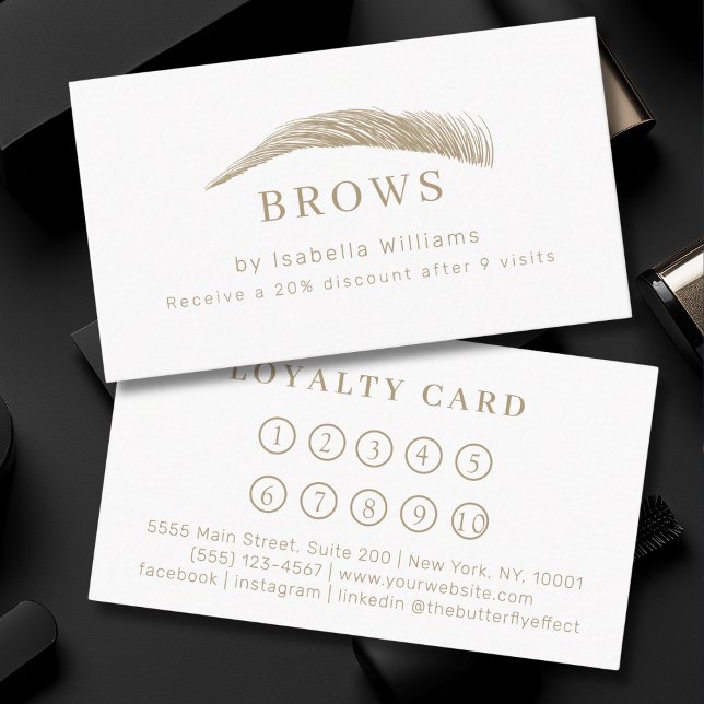 Minimal Elegant Eyebrow Salon Loyalty Visitkort (Minimal Elegant Eyebrow Salon Salon Loyalty Business Card)