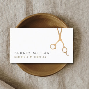 Minimal Elegant Faux Guld Sissors Hair Stylist Visitkort
