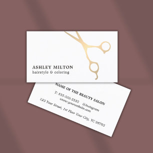 Minimal Elegant Faux Guld Sissors Hair Stylist Visitkort