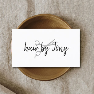 Minimal Elegant Faux Silver Sissors Hair Stylist Visitkort