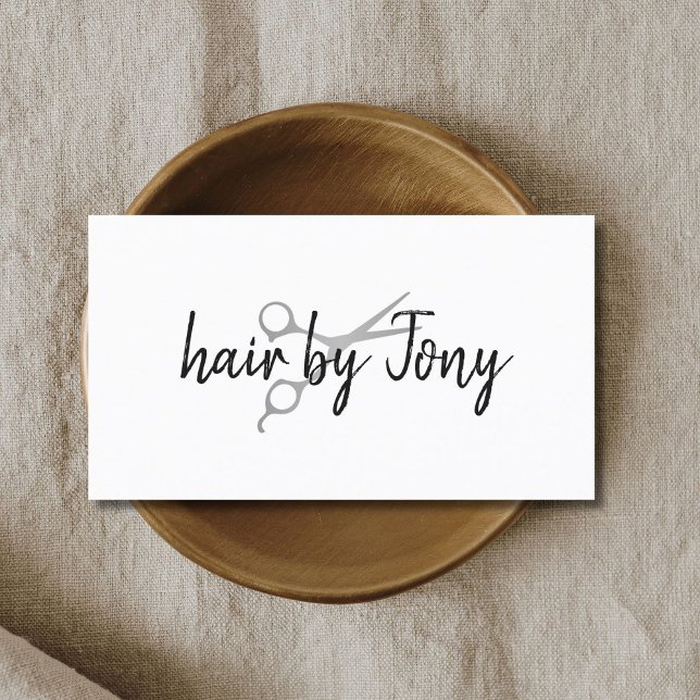 Minimal Elegant Faux Silver Sissors Hair Stylist Visitkort (Skapare uppladdad)