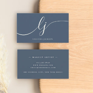 Minimal Elegant för lyxfiske i monogram, blått och Visitkort
