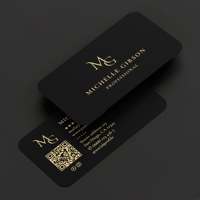 Minimal Elegant för Monogram MG-Professionell, sva Visitkort (Minimal Monogram MG Professional Elegant Black Business Card
)