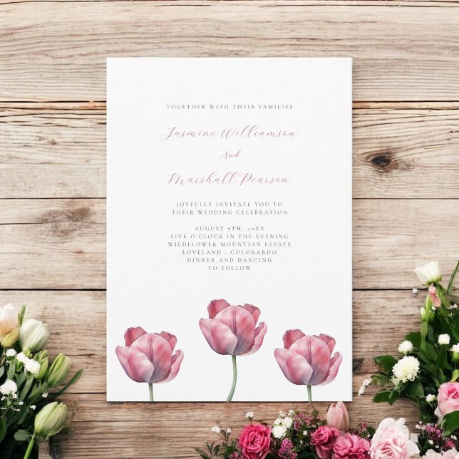 minimal elegant för temat bröllop i blommigt inbjudningar (elegant dusty pink simple floral fully editable wedding invitation )