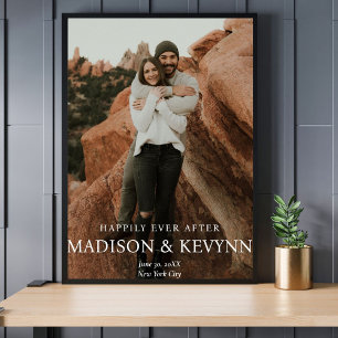 Minimal & Elegant Foto Monogram Bröllop Poster
