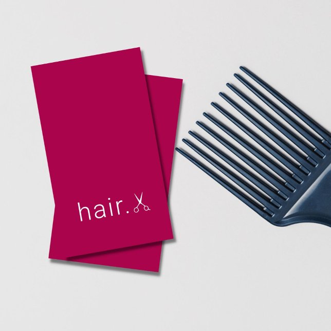 Minimal Elegant Fuchsia White Scissors Hair Visitkort (Skapare uppladdad)