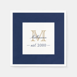Minimal Elegant Gold Monogram Family Year Est. Pappersservett