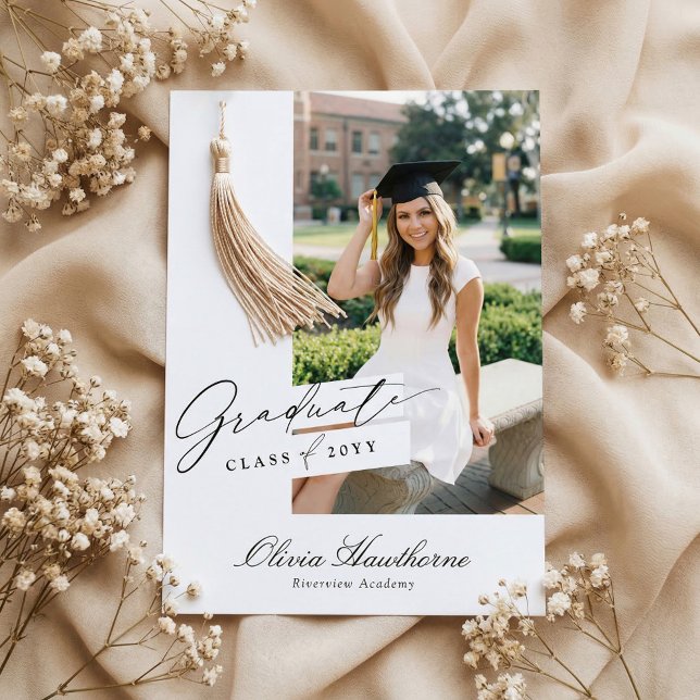 Minimal Elegant Graduate Photo Graduation Party Inbjudningar (Minimal Elegant Graduate Photo Graduation Party Invitation)