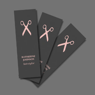 Minimal Elegant Grått Blek Rosa Scissor HairStylis Mini Visitkort