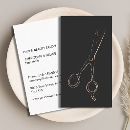 Minimal Elegant Grått Blek Rosa Scissor HairStylis Visitkort