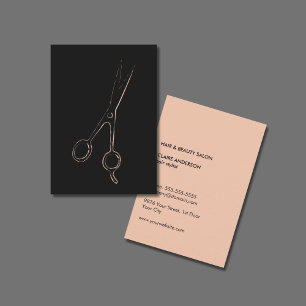 Minimal Elegant Grått Blek Rosa Scissor HairStylis Visitkort