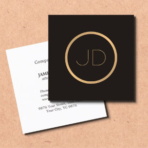 Minimal Elegant Grått Faux Guld Monogram Attorney Fyrkantigt Visitkort