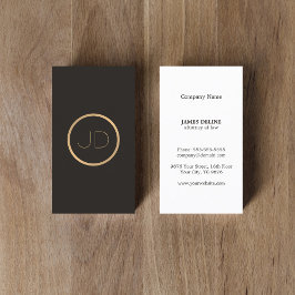 Minimal Elegant Grått Faux Guld Monogram Attorney Visitkort
