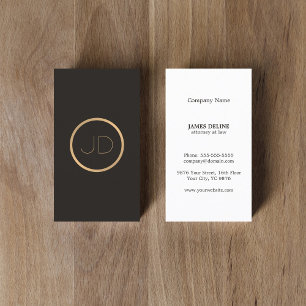 Minimal Elegant Grått Faux Guld Monogram Attorney Visitkort