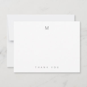 Minimal Elegant Grått monogram Tackkort-kort Tack Kort